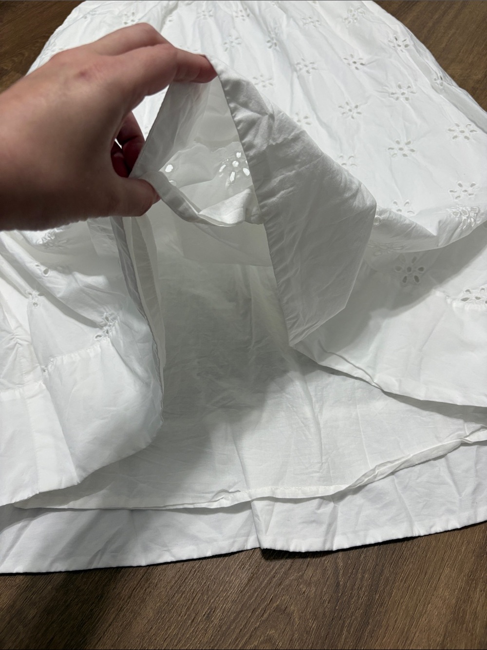 A New Day Poplin Cotton White Eyelet Maxi Skirt Size Medium - Picture 3 of 8